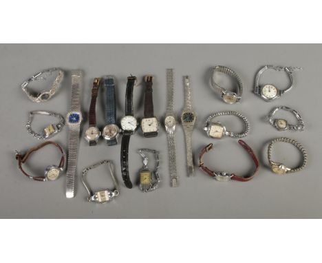 Fifteen ladies watches, including manual wind examples. Oris, Sekonda, Timex.  