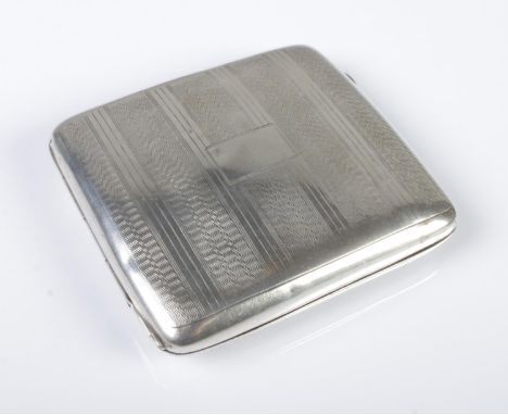 An Art Deco silver cigarette case with engine turned engraving. Assayed Birmingham 1927 by Joseph Gloster Ltd. 97g.  