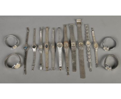 Fifteen ladies watches, including manual wind examples. Swiss Empress, Seiko and Montine.  