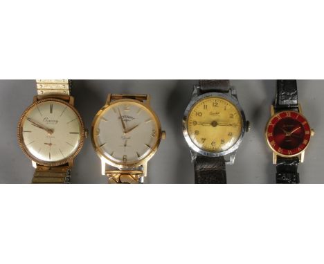 Four wristwatches. Includes manual Rotary, Cauny Unic, etc.  
