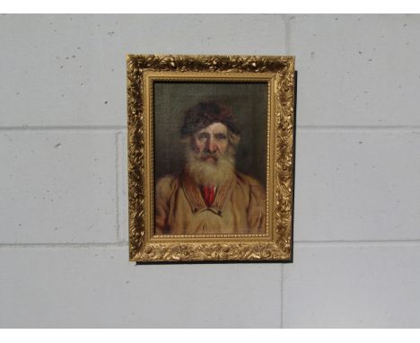 HARRY FRANK CUTTING (1865-1955 Suffolk artist): Half length portrait of a bearded Gillingham Marshman, wearing a smock. Oils 