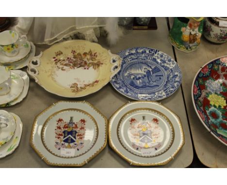 Spode plate/Berlin plate & 2 Armorial plates