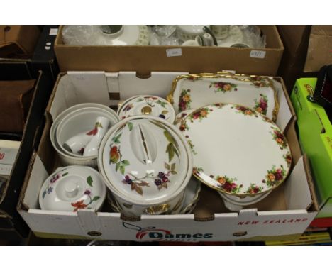Box including Royal Worcester Evesham & Royal Albert