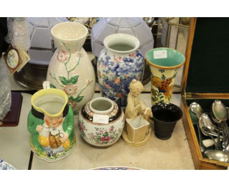 Toby jug, Maling vase & 5 other ceramic pieces including Gouda vase