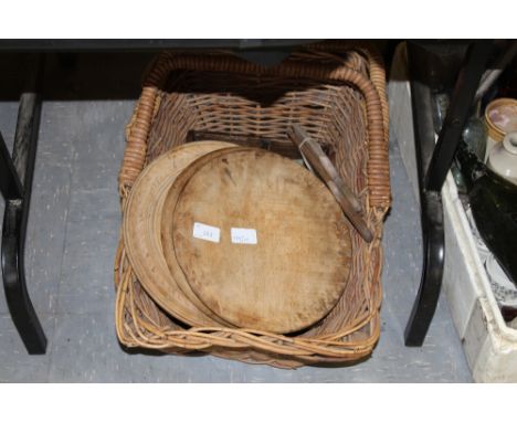 Wickerwork basket and vintage kitchenalia