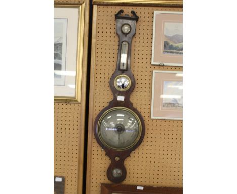 Victorian brass inlaid barometer