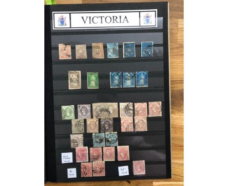 VICTORIA a good range from early imperf in stock book sorted by wmk and perf type.  Noted vals to 5/-, some revenues inc Swin