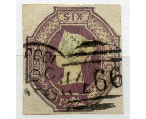 1847 Embossed 6d dull lilac 4 margined with light duplex cancel.  SG 59.  Cat £1000.