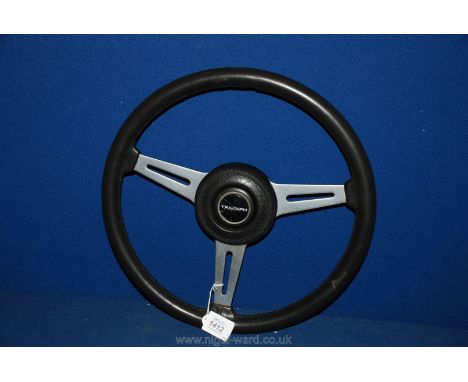 An Original Factory Fitted Steering Wheel from a 1975 Triumph Spitfire with Central Lucas 'Triumph' Horn Button - Cover in Go