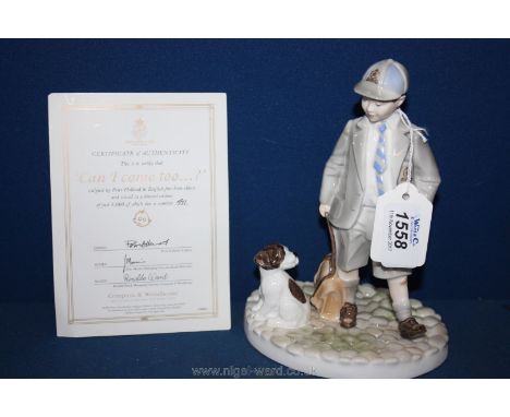 A Royal Worcester limited edition figure of a boy and dog entitled 'Can I come too' no. 411/5000