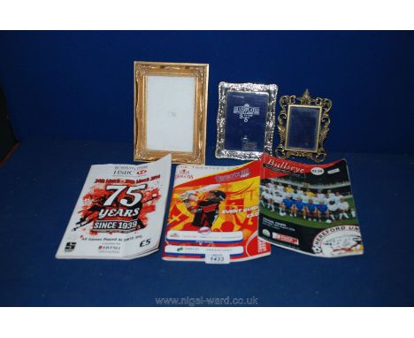 Four Souvenir Sporting Programmes T/W Three Photo' Frames and A Miniature Hand Painted Japanese Fourteen Piece Tea Service - 