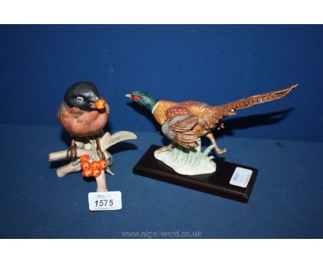 A Goebel Bullfinch, 6 1/4'' tall and a Goebel Pheasant, a/f. 5 3/4' tall