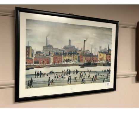 After L S Lowry : Northern River scene, colour print, 61 cm x 41 cm