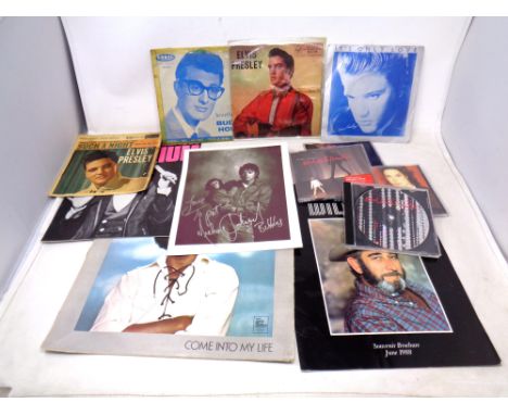 Vintage Buddy Holly Heartbeat EP, Elvis Presley Such a Night EP/others etc, Tom Jones and Don Williams brochure and Michael J