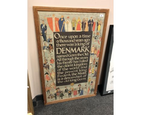 Continental colour print, Kings and Queens of Denmark, 61 cm x 100 cm 