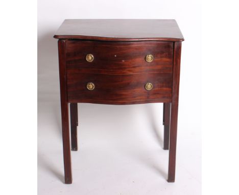 An 18th century mahogany serpentine commode, adapted, lacks interior, w: 61cm