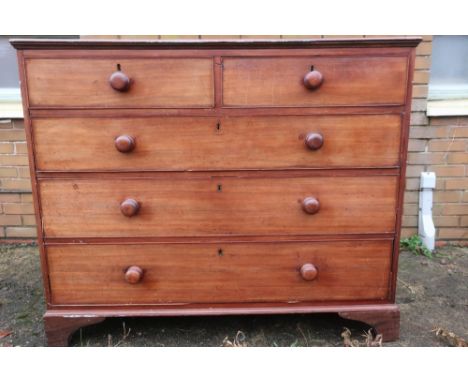 Victorian mahogany chest of two short above three long drawers on raised bracket supports W125cm D58cm H103cm 