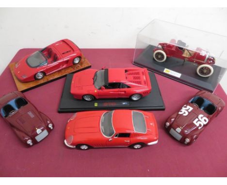 Various Hot Wheels and other 1:18 scale diecast model Ferrari's including vintage (6) 