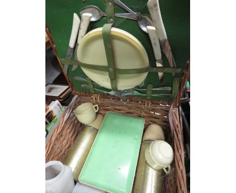 Vintage Sirram picnic set in wicker basket 
