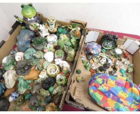 Large collection of ceramic, resin etc models of Frogs,  including Poole, Border Fine Arts etc, in 2 boxes 