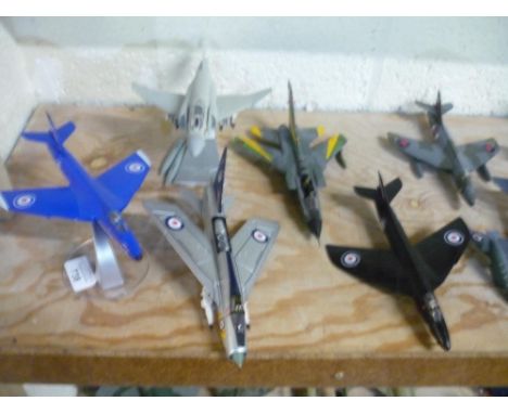 Large collection of Franklin mint Corgi and other diecast military aircraft including various jets including F4 phantom, Bucc