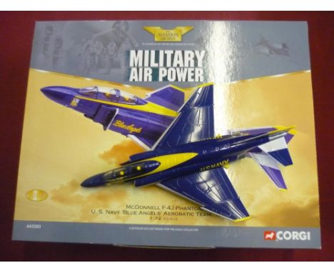 Three boxed Corgi military air power and jet fighter power die cast figures including two F4 Phantoms and a EE Lightning (3) 