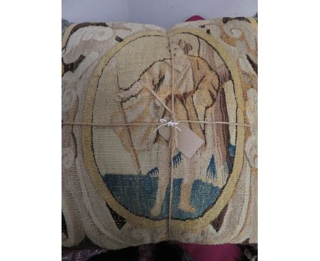 Pair of square tapestry front cushions (42cm x 42cm) 