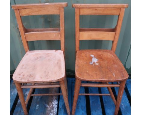 Pair of light wood chapel type chairs (2) 