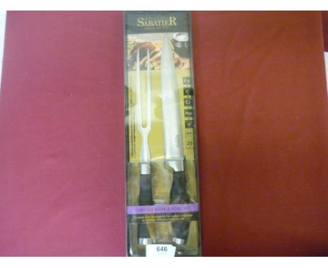 Boxed as new Sabatier carving knife and fork set 