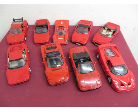 Nine various 1:18 scale diecast model Ferrari sports cars incl. Maisto, Jouef etc (9) 