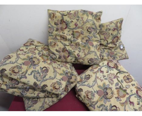 Sofa throw over cover and four cushions in traditional floral fabric (5) 