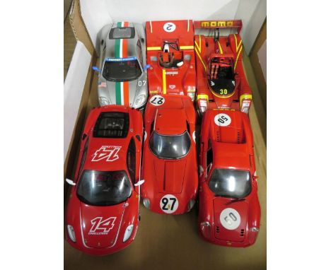 Six various manufacturers 1:18 scale Ferrari saloon and other racing cars 