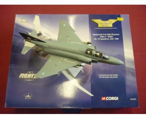 Boxed Corgi diecast Handley Victor tanker aircraft, a Corgi P-4 Phantom, a Hornby masters limited edition P-4 Phantom (3) 