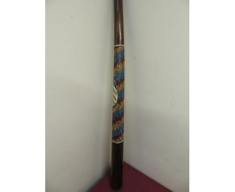 20th C Aboriginal digerdi-doo with painted decoration L130cm 