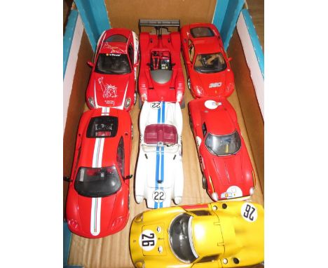 Seven various manufacturers 1:18 scale Ferrari saloon and other racing cars 