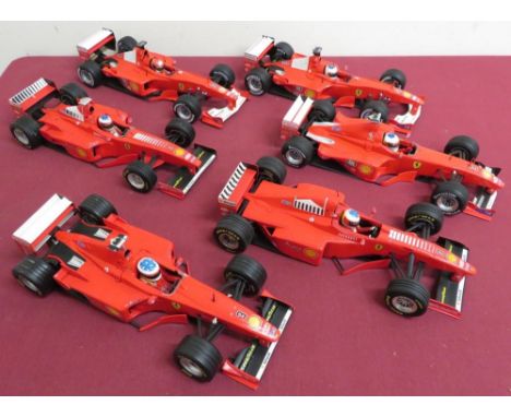 Hot Wheels 1:18 scale model Ferrari's Michael Schumacher collection, all No. 3 and No. 4 race numbers (6) 