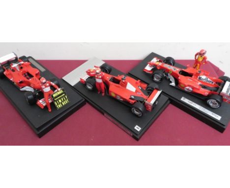 Hot Wheels 1:18 scale model Ferrari's: Simply The Best, 52 GP Wins no. 11693/15001 and two 48F1, all on plinths (3) 