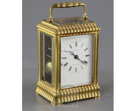 An Henri Jacot gorge-variant ormolu cased hour repeating carriage clock, movement striking on a bell, dial and movement signe