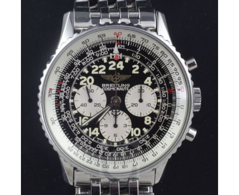 A gentleman's 1990's Breitling Cosmonaute stainless steel automatic wrist watch, ref. no A 12019, with box and warranty.