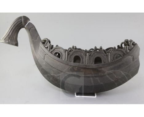 A Japanese model of the treasure ship Takarabune, 19th century, with scrollwork balustrade, possibly designed as a hanging in