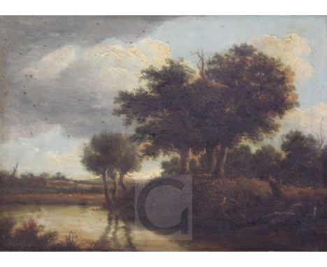 Norwich Schooloil on wooden panelAngler in a river landscape7.25 x 10in.