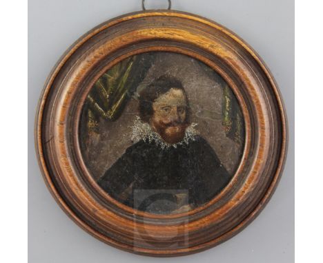17th Century English Schooloil on panelMiniature of a gentlemantondo, 3in.