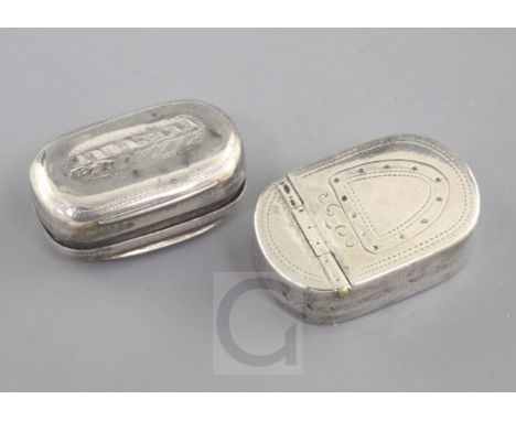 A George III silver vinaigrette by T.Simpson & Son Birmingham 1814 and an oval silver patch box, Samuel Pemberton, Birmingham