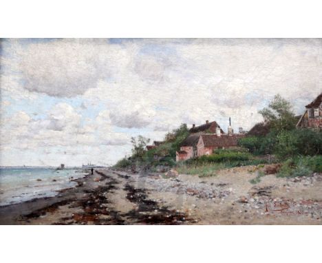Axel Lindman (1848-1930)oil on wooden panel'Halsingor'signed and dated 188310.5 x 18in.