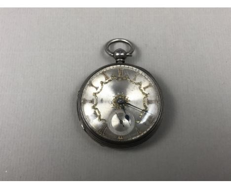 A Victorian silver-cased pocket watch, having a key wound lever movement, silver engine-turned face with gilt Roman numerals 