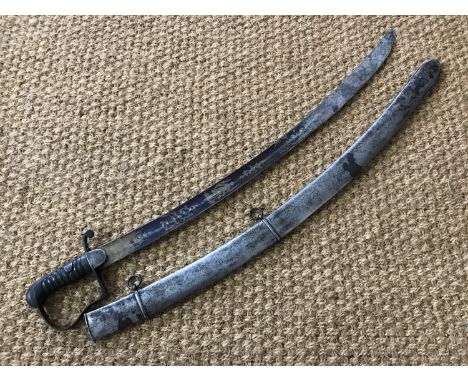 An officer's 1796 Pattern light cavalry sabre, having a blue-and-gilt blade