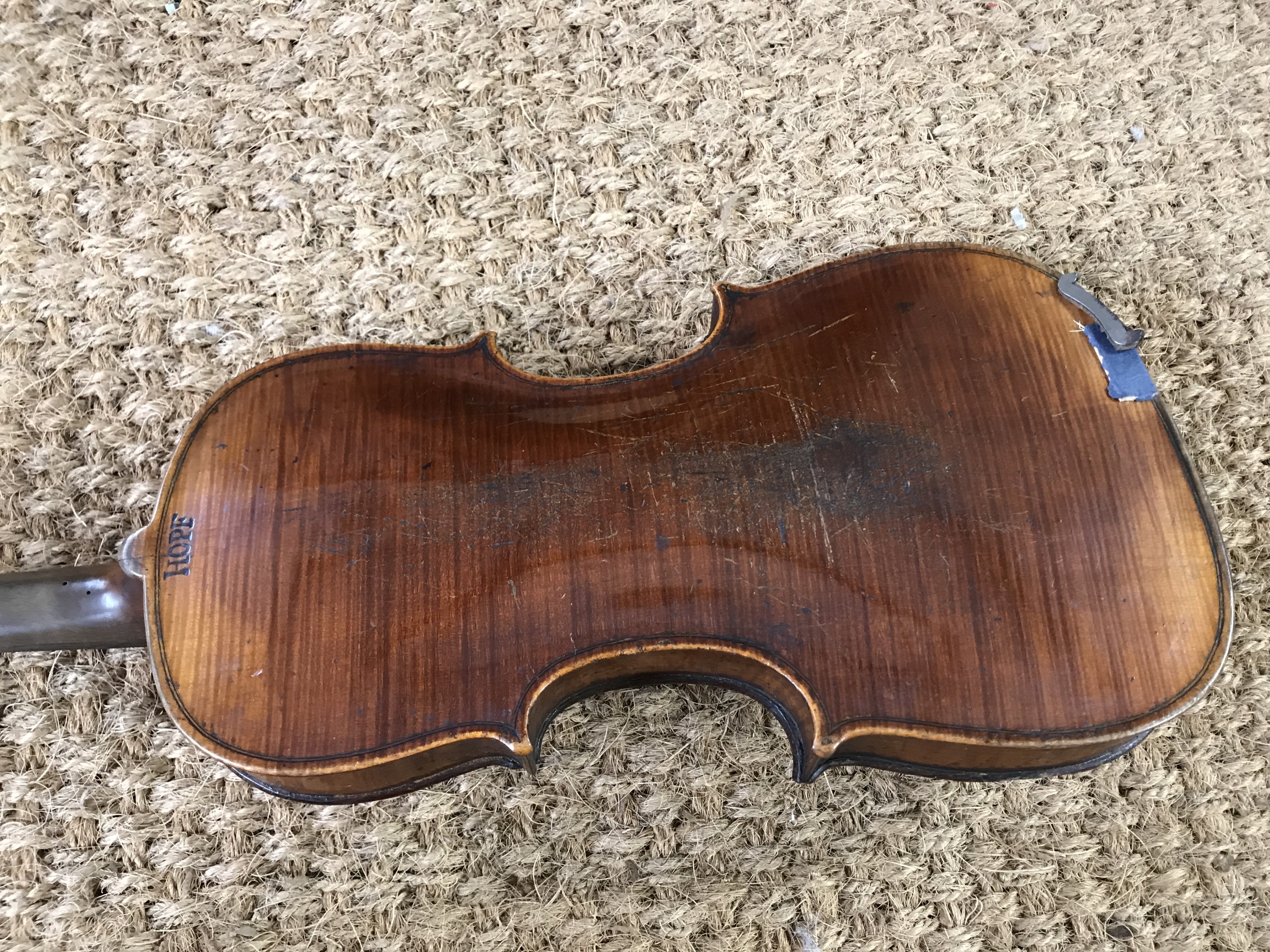 A late 19th Century German violin marked Hopf, having onepiece back