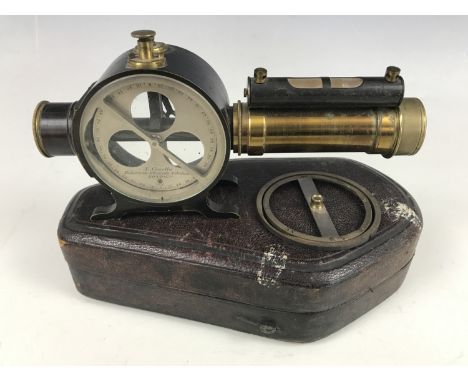 A Victorian pocket combination compass and level by L Cassella, Maker to the Admiralty and Ordnance, London, numbered 201, in