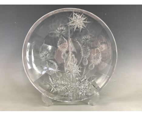 A post-War Czechoslovakian lead crystal dish designed by Josef Svarc for the Bohemia Glassworks of Podebrady, reverse intagli