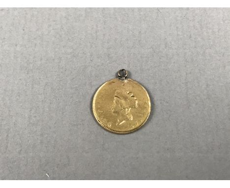 A United States of America Indian Princess One Dollar gold coin, with ring suspender